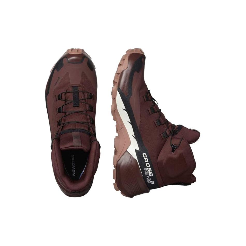 SALOMON Cross Hike 2 Round Toe Comfortable Shock Absorbing Non-Slip Mid-Top Outdoor Functional Shoes Women Shoes Brown 470608