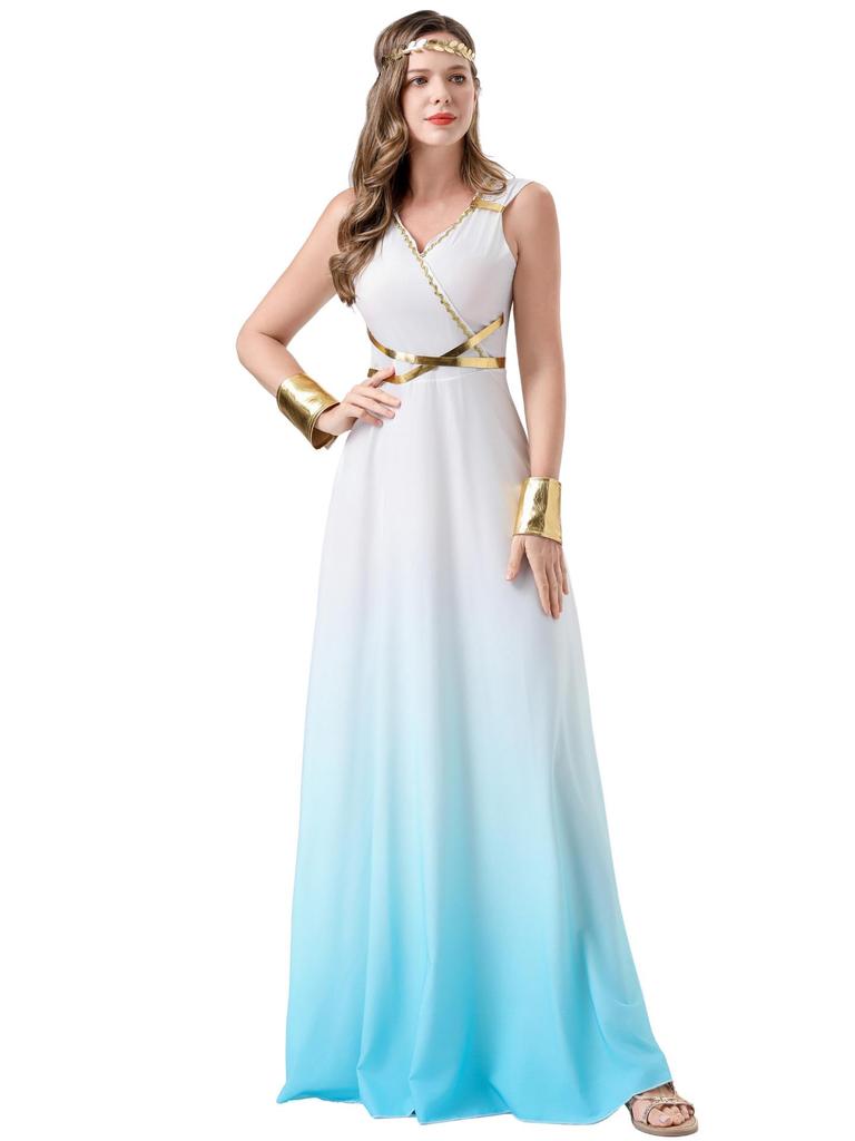 Greek Goddess Halloween Costume - Cosplay Masquerade Party Dress for Stage Performance