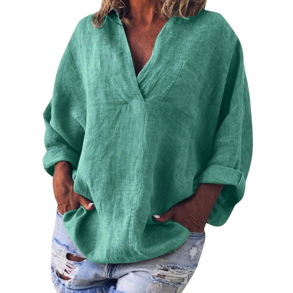 Boho Womens Long Sleeve Cotton Linen Kaftan Ladies Baggy Blouse Tee Shirt Tops