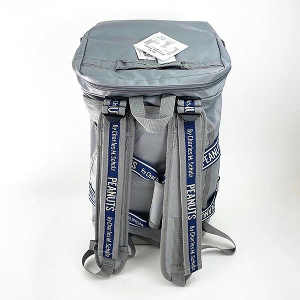 Snoopy Square Boston Backpack Gray Logo Tape Bag for Going Out School Travel