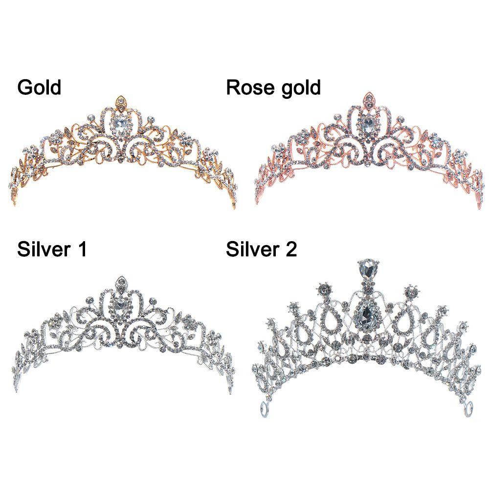 Bridal Hair Accessories Princess Rhinestone Crown with Combs Crystal Headband Silver Tiara Crown