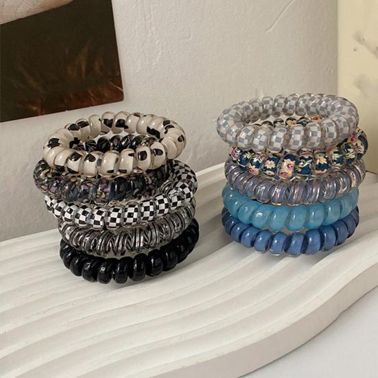 5Pcs Small Spiral Hair Coils High Elastic Ponytail Holder Women Adjustable Phone Cord Hair Ties Versatile Scrunchie Hair Accessories