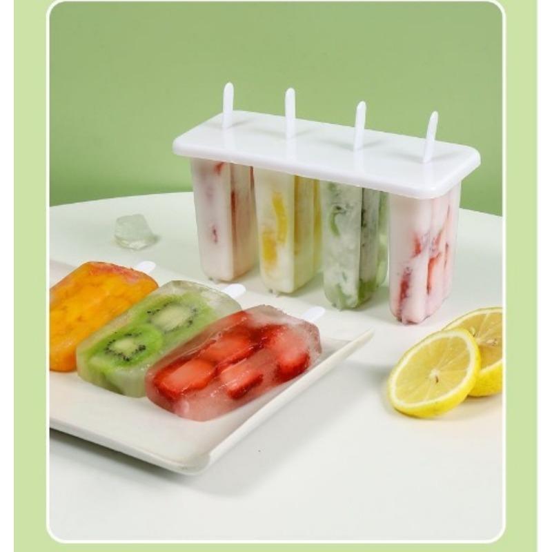 Набор из 4 формочек для мороженого, самодельная многоразовая мороженица, пластик, креативный кухонный инструмент для летнего домашнего приготовления вкусного мороженого