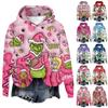 Women's Hooded Long Sleeve Christmas Printed Flannel Top Hooded Sweatshirt