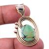 Natural Tibetan Turquoise Gemstone 925 Solid Silver Two Tone Pendant 1.50" T4z08
