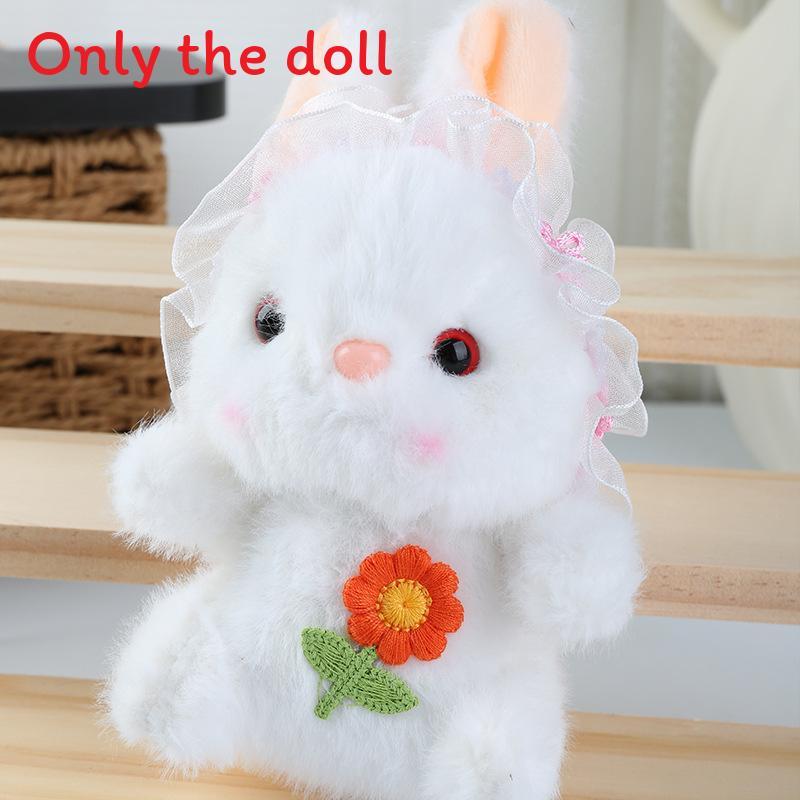 Embroidery Cute Flower Lace Headwear Cartoon Rabbit Plush Toy Pendant Kids For