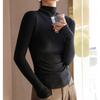 Autumn Winter Half High Collar Solid Color Bottomed Tee Women Long Sleeve All-match Bottomed Pullover Top Tee