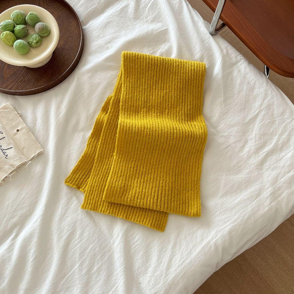 Keep Warm Solid Color Scarf Long Wool Shawl Retro Knitted Scarves Autumn Winter