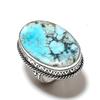 Tibetan Turquoise Handmade 925 Sterling Silver Jewelry Ring Size 7 o4Z99