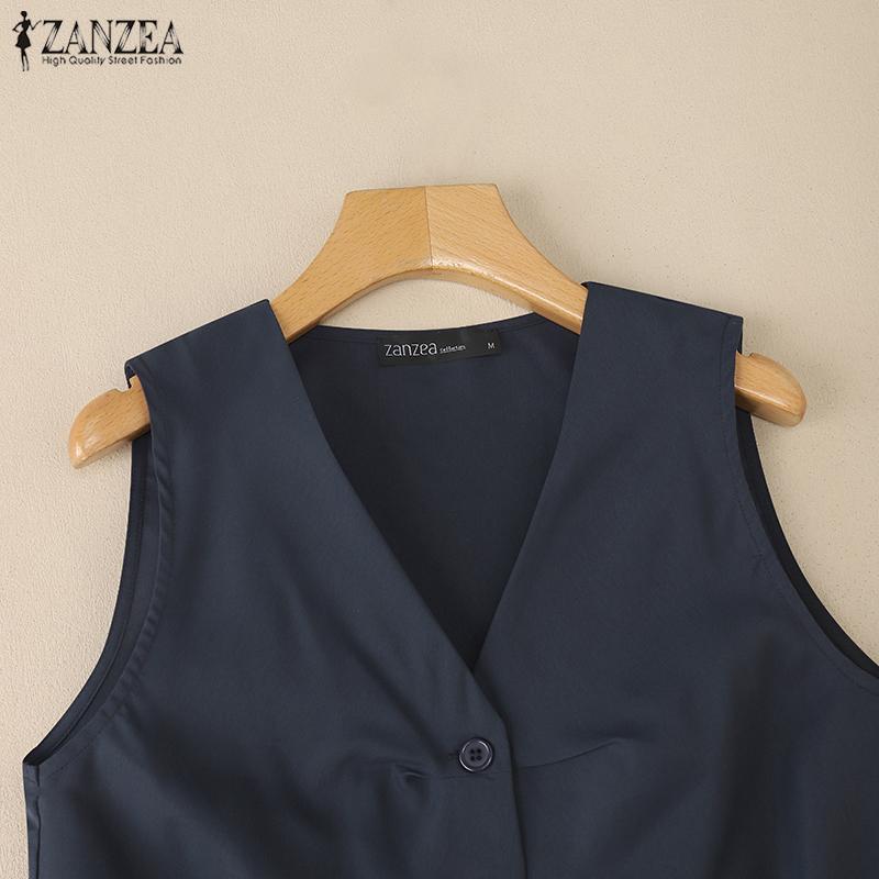 ZANZEA Женские повседневные летние майки без рукавов с v-образным вырезом