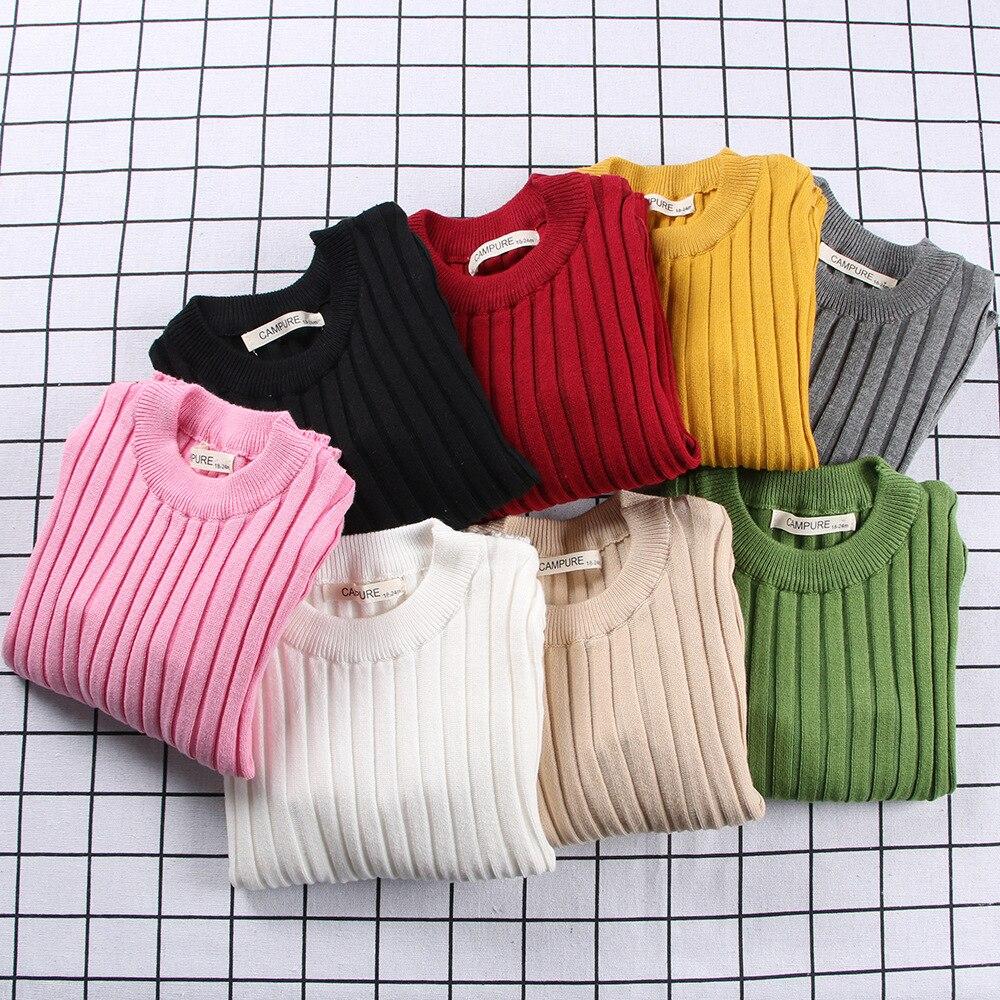 Autumn Spring Children's Knitted Round Collar Candy Colors Children Spring Clothes Girls Sweater Knitted Pullovers Sweater