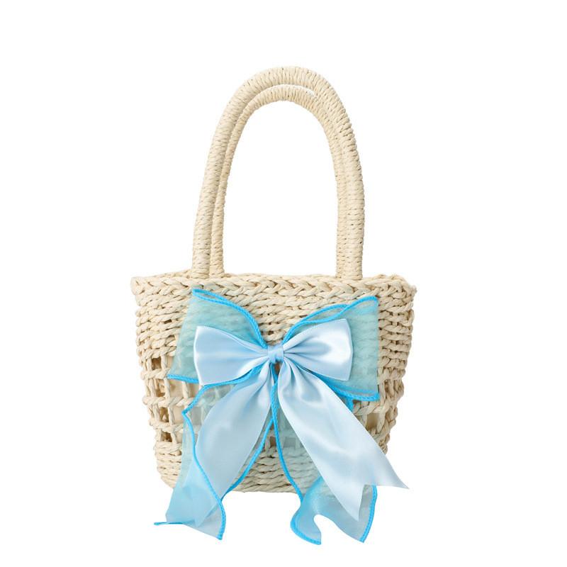 Stylish Children's Straw Bag With Cute Bow Trendy Shoulder Crossbody Design For Kids
