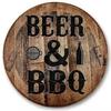 Металлический Плакат Круглый BBQ Пиво Уличный Настенный Арт Декор
