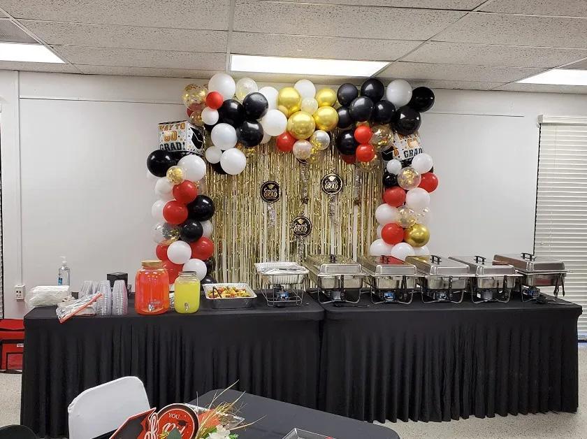 Cover For Banquet Catering Table, Black Skirting, Ruffle, 180X76 Cm