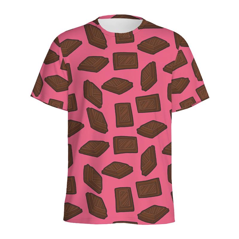 Футболка с рисунком сыра и шоколада для мужчин, детская футболка с 3D-принтом, летние свободные топы с коротким рукавом, уличные футболки с круглым вырезом