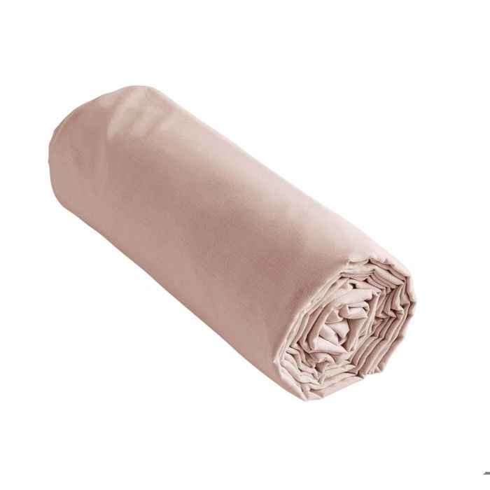Drap Housse 160x200 cm percale de coton rose blush Perrine