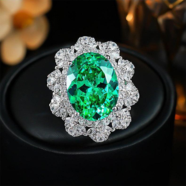Открытое кольцо Pala Green 8 карат Haute Couture, сравнимое с огранкой Ice Flower, женское, кольцо высокого стиля для ужина 2026