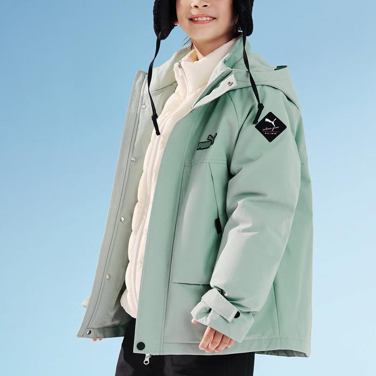 Kids' Jacket PUMA Windbreaker Jacket 2 Piece Set Sage Green Kids'