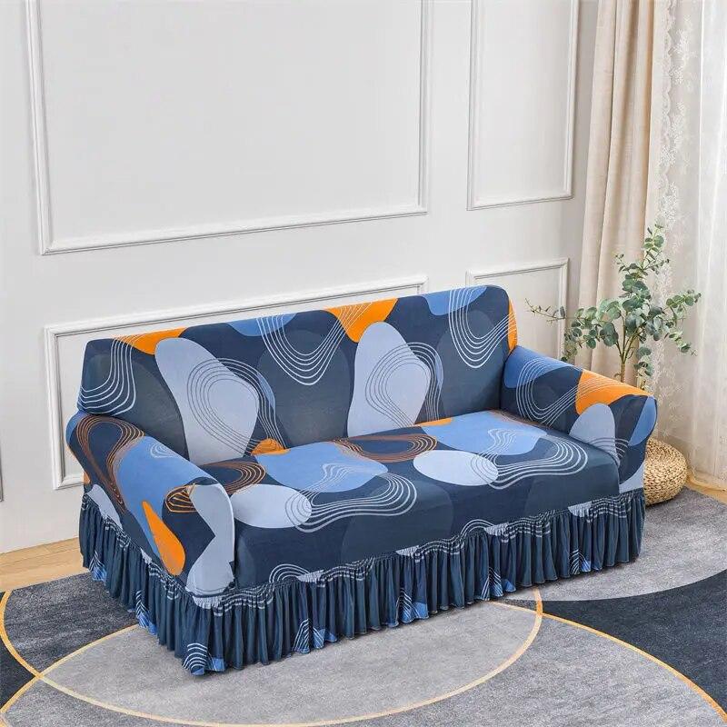 Flower Style Elastic Sofa Cover Double Sofa Large Skirt Full Cover Four Seasons Universal Set Full Set Sofa Cover Cloth Cushion