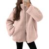 New Style Autumn and Winter Women's Solid Color Lazy Style Lambswool Turtleneck Woolen Jacket