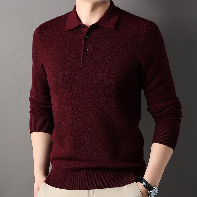 Весенне-осенний кардиган мужской свитер с лацканами 100% чистая шерсть свитер нижняя рубашка папа топ мужская одежда