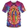 Virgen Maria 3D Men's and Women's T-shirt, Casual Short Sleeve Clothing, Full Size, New Summer Fashion