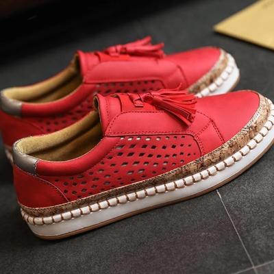 Мода Женские туфли-лоферы с бахромой Удобная обувь для ходьбы Летняя дышащая полая вулканизированная обувь Новые женские Zapatillas De Deporte