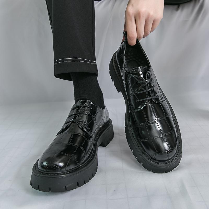 Модная мужская кожаная обувь черного и коричневого цвета, стиль джентльмена, ретро, модная уличная повседневная молодежная обувь на толстой подошве, универсальная, размеры 38-46