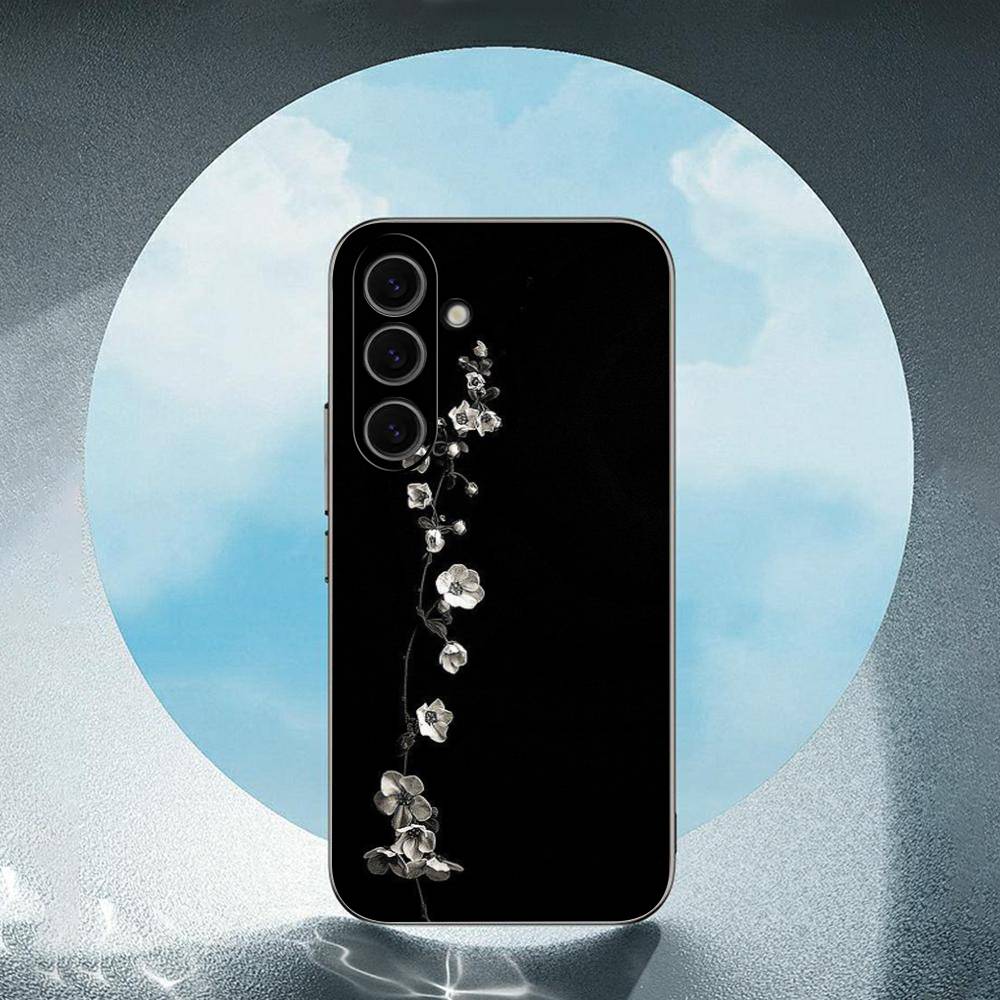 Черно-белый цветок Роскошный черный чехол для телефона Samsung Galaxy S23 S24 S25 Ultra S22 Plus S21