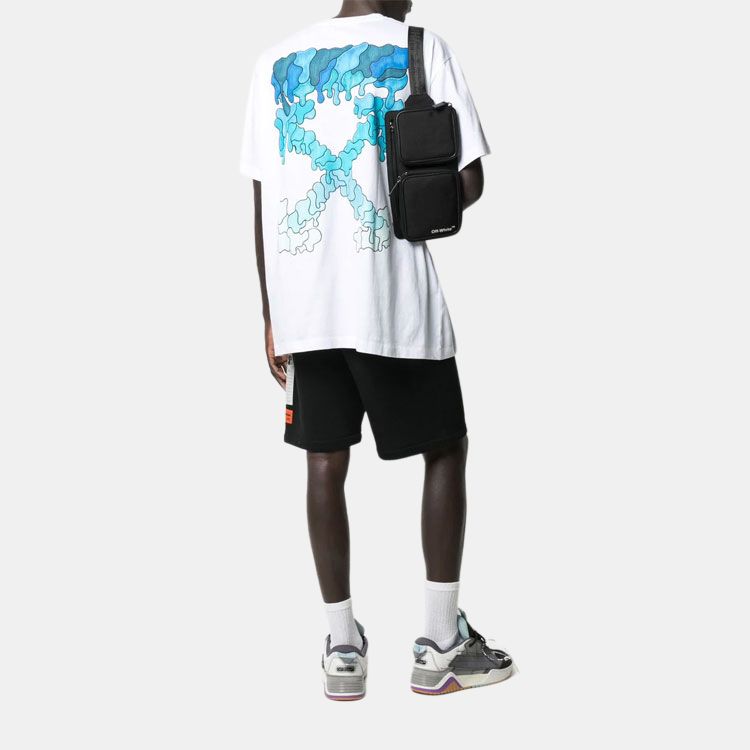 OFF WHITE Синий Маркер Короткий Рукав Оверсайз Футболка OMAA038S21JER0010145