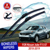 Для Nissan Juke F15 07 2010-2019 автомобильный стеклоочиститель U-образный мягкий резиновый бескаркасный без кронштейна HD автомобильные дворники 22"+14"