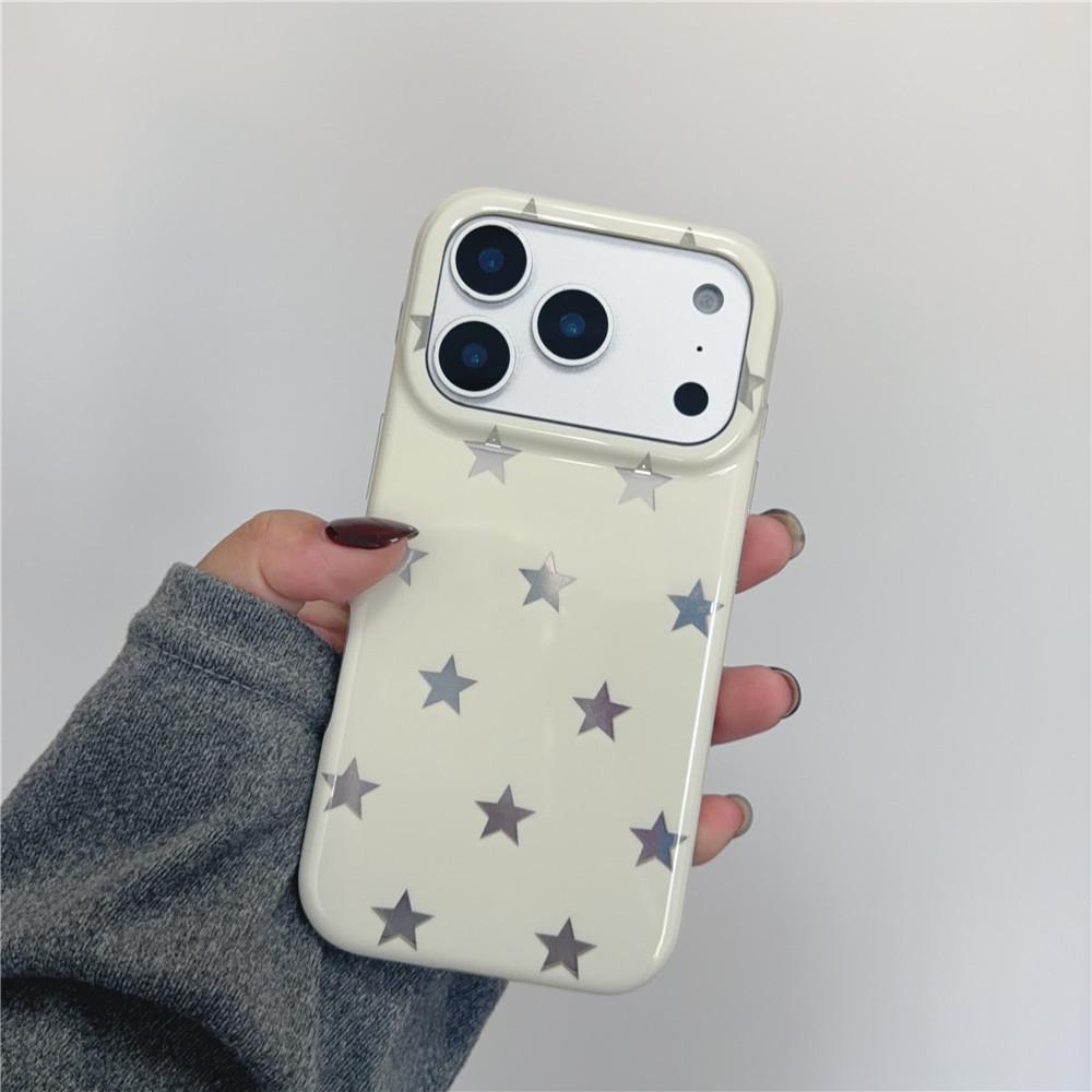 Высококачественный желтый чехол в горошек со звездами для iPhone 17, 16 Pro Max, 15, 14 - Элегантный дизайн для женщин