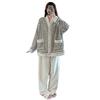 SIPERLARI Brushed Pajama Fluffy Long Cold Weather and Thermal Loungewear Women's Double-Sided Set, Loungewear, Open-Front, Sleeves, Warm, Protection,