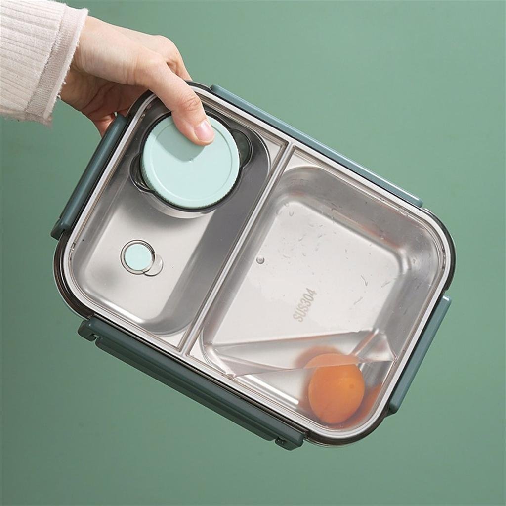 304 Stainless Steel Food Storage Container with Dividers Meal Box Portable Lunch Box for Office and Outdoor Use