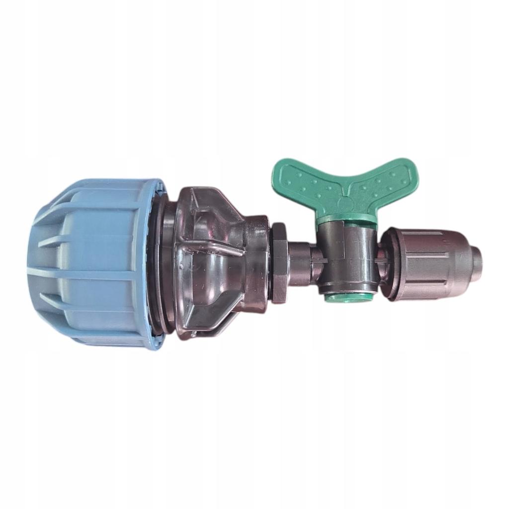 Connecting the drip line to the PE 32 pipe through the Qj valve