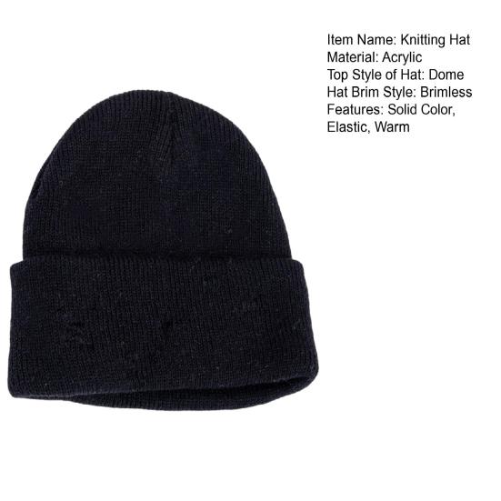 Unisex Knitting Hat Solid Color Men Women Brimless Hat Winter Soft Breathable Warm Stretchy Hat Outdoor Wear