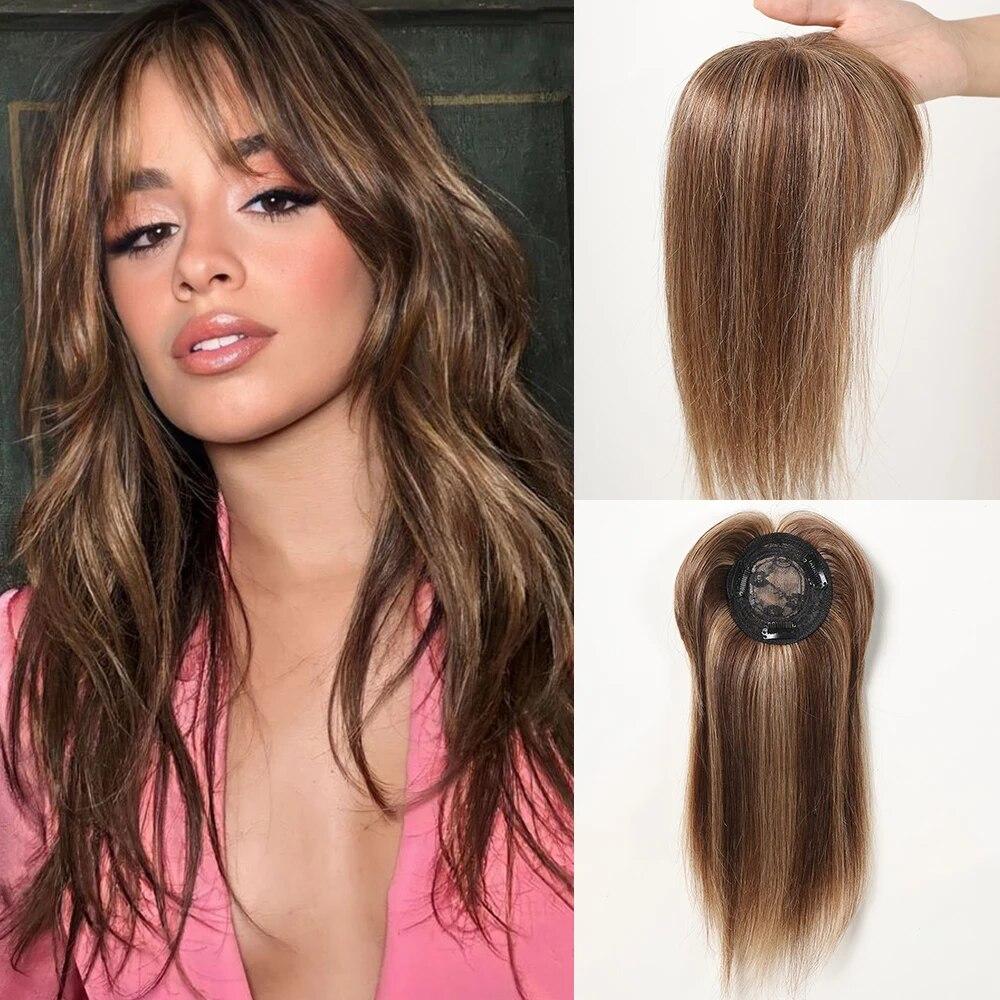 HAIRCUBE Блондинка Remy из натуральных волос для женщин с истонченными волосами, парик для волос с челкой, шелковая заколка на основе, топпер, верхние волосы