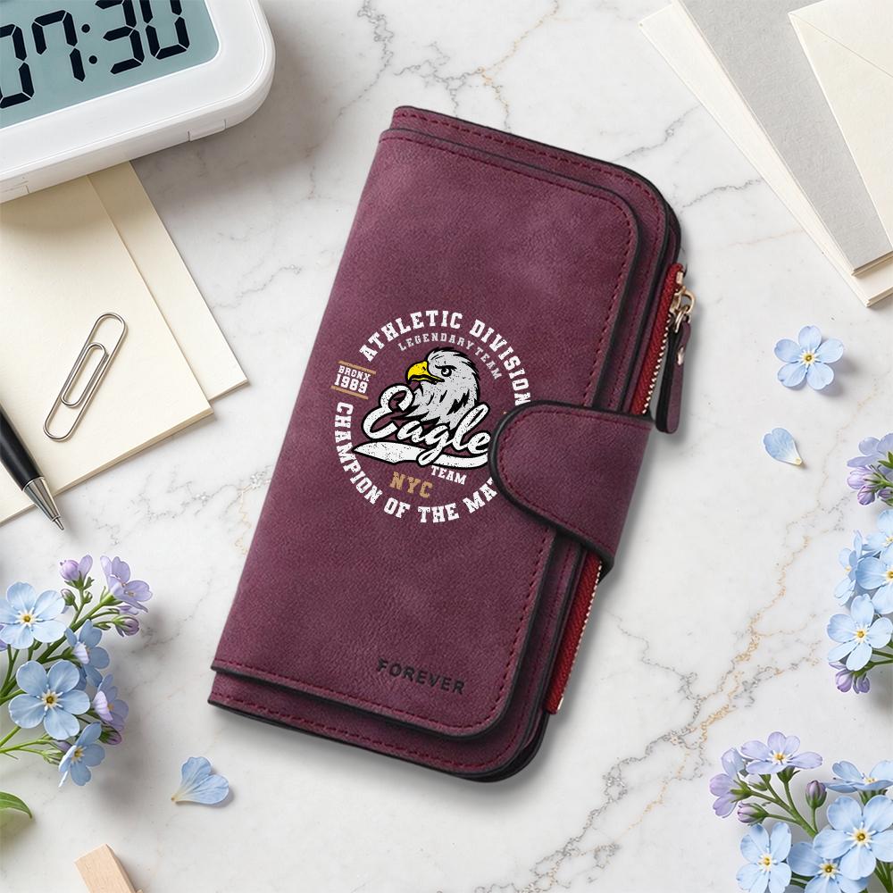 Retro Eagle Print Long Wallet Multi Card Slot Large Capacity Fashion Daily Purse for Men Women