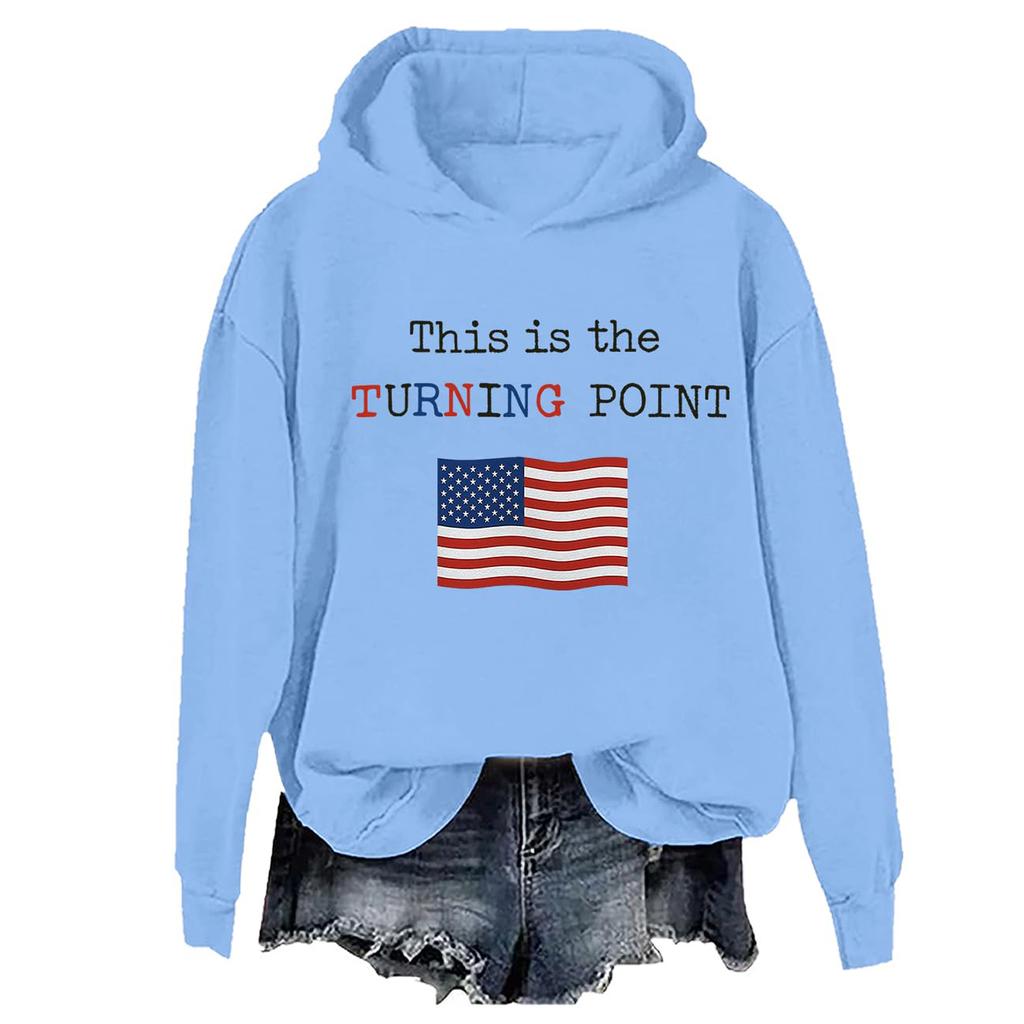 Ladies Fashion Casual Long Sleeve Printed Round Neck Hoodie Pullover Top