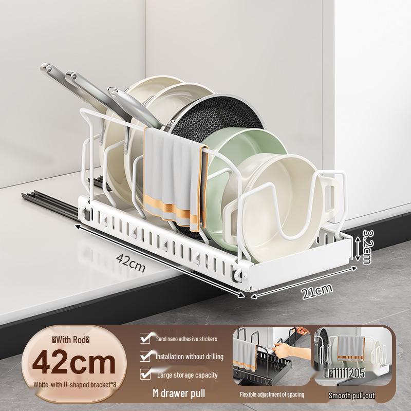 Adjustable Pull-Out Kitchen Organizer: Dish Rack, Pot & Pan Storage, Under-Cabinet & Countertop Holder