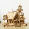 1PC 3D Wooden Puzzle Villa House Royal Castle with Light Assembly Toy Kid Adult DIY Model Kits Desk Decoration for Gift