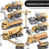Alloy Engineering Toy Set: Excavator, Bulldozer, Crane, Mixer Truck