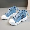 Fashion New Canvas High-top Women Shoes 2025 Spring Thick Bottom Denim Sneakers Women Summer Heightening Breathable Sports Casual Shoes