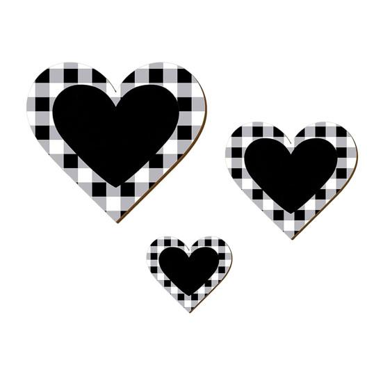 3 Pcs Wooden Heart Wall Decor Vintage Heart Shaped Wall Sign Rustic Hanging Love Plaque for Kitchen Bedroom Bathroom Living Room Farmhouse