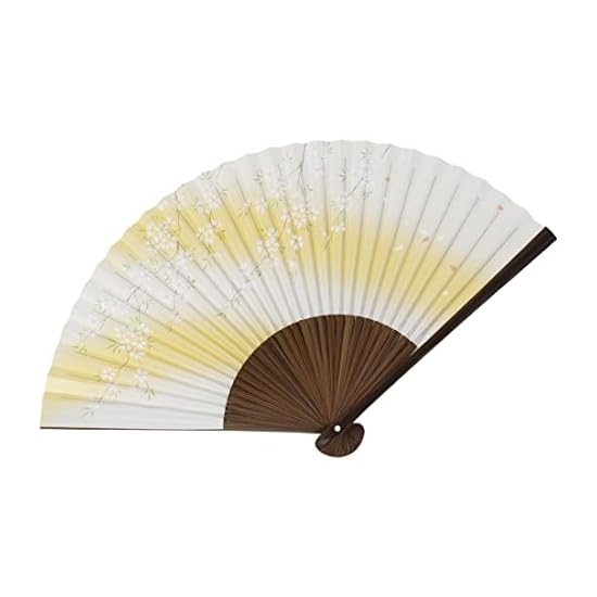 Folding Fan, Kyoto Folding Fan, Made in Japan, Karaki (Dark Wood), Pearl Finish, Cherry Blossoms