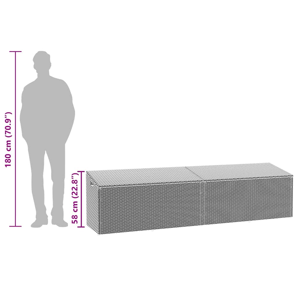 Garden Storage Box Gray 220 x 50 x 58 cm Poly Rattan