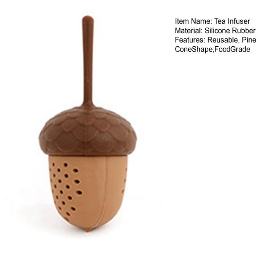 Loose Leaf Tea Strainer with Handle Fine Mesh Silicone Rubber Tea Infuser Mini Pine Cone Shape Tea Maker Reusable Tea Steeper Filter Brewing