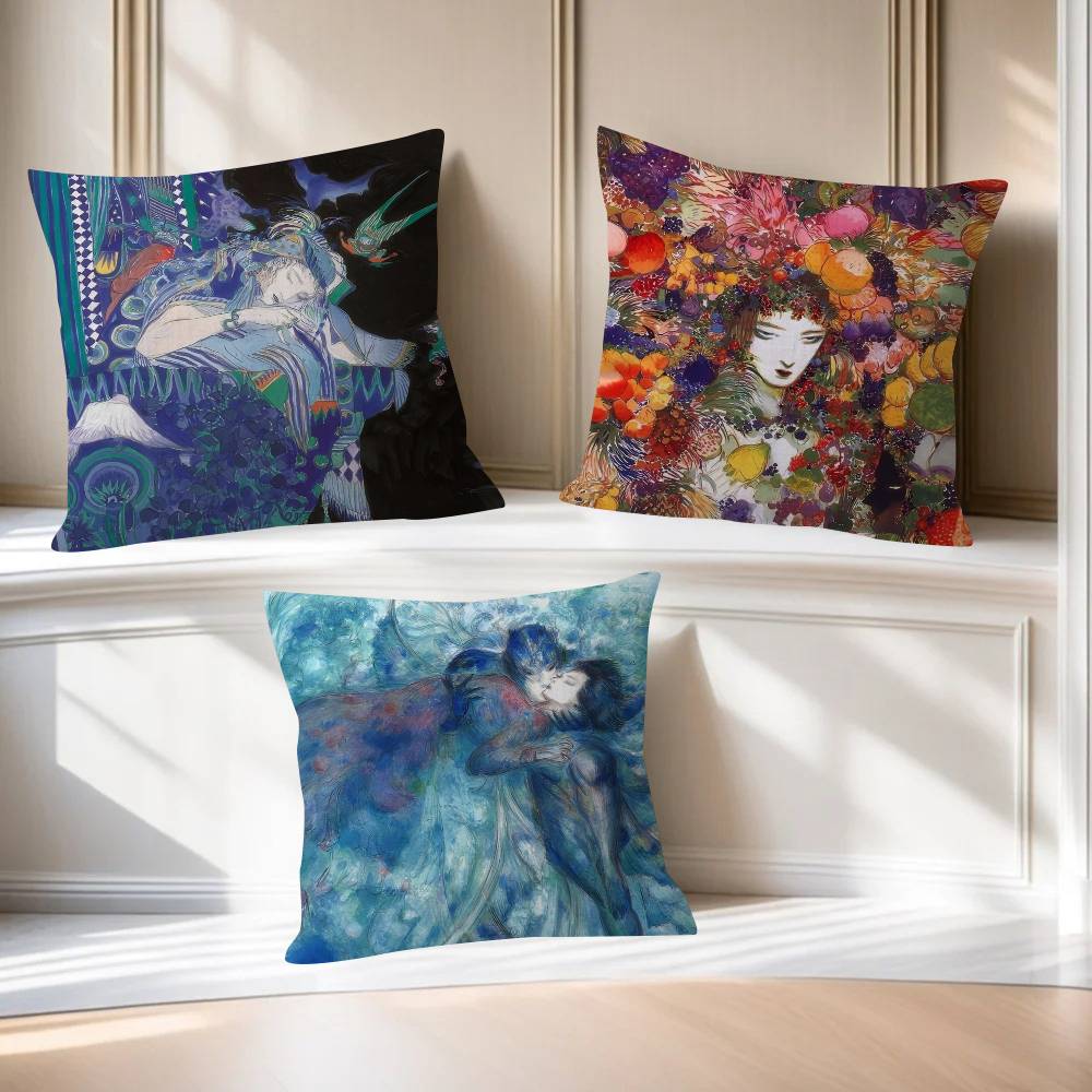 Painting YYoshitaka Amano Art Pillow Gift Home Office Decoration Bedroom Sofa Car Cushion Cover case x