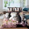 3D Horse Duvet Cover King Queen Size Yellow Sunflower Bedding Collection Floral Animal Theme Quilt Cover Wildlife Soft Comforter Cover