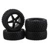 Mxfans Black Dot Pattern Rubber Tires Black Pentagram Wheel Rims for 4-Pack & RC110 Off-Road